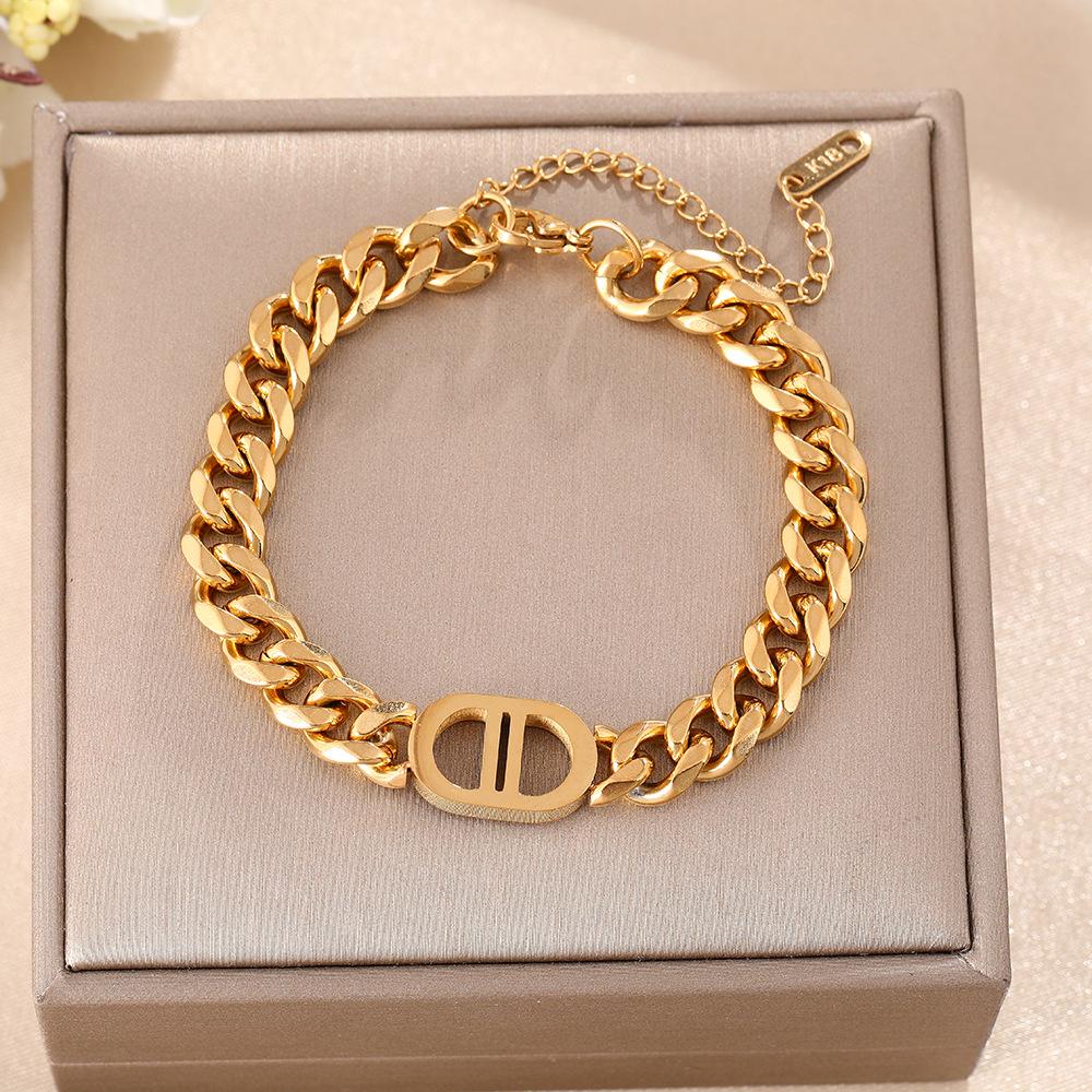 Luxe Titanium Staal Vierbladig Klaver Armband in Koreaanse Stijl met Ingelegde Diamanten voor Vrouwen - Kleurvast