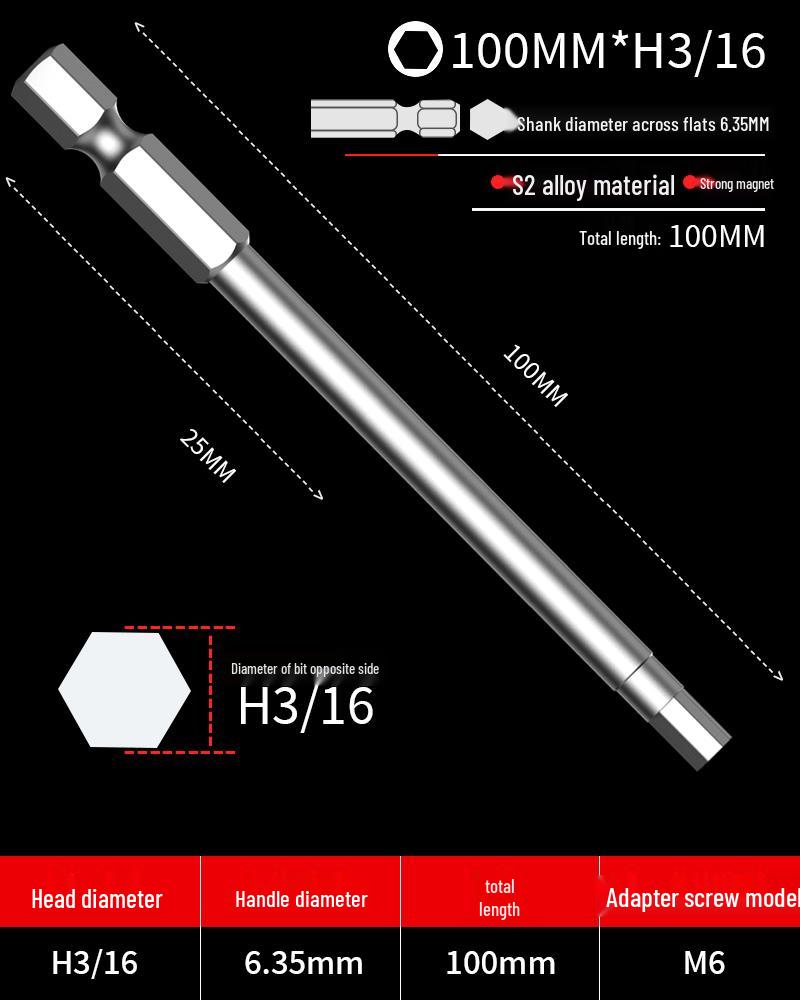 Hexagonal Driver Bit Extension for Screwdriver and Drill
