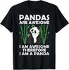 Panda Shirt Cute Panda Tshirt Pandas Are Awesome Panda Bear T-Shirt Graphic Custom Printed Women Men Summer T Shirts