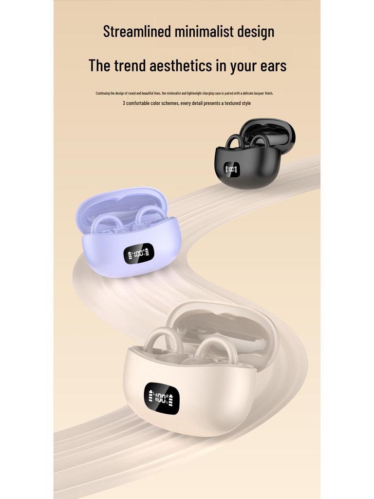 Huaqiangbei 2025 True Wireless Ear Clip Bluetooth Headphones - Ultra-Long Battery Life, Pain-Free Design.