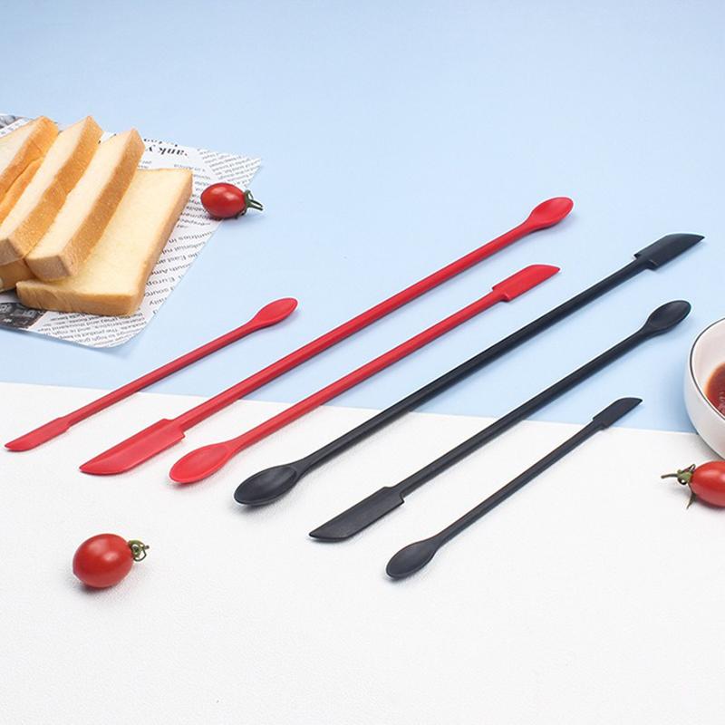 Backwerkzeuge Silikonspatel Hitzebeständig Langer Griff Doppelseitiger Schaber mit Löffel Marmeladenspatel Küchenhelfer Zubehör