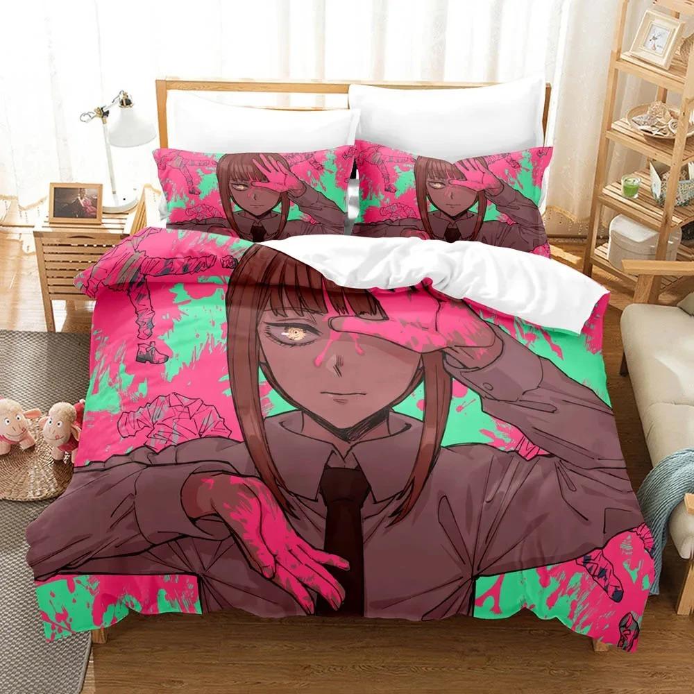 Anime Chainsaw Man Makima Bedding Set Boys Girls Twin Queen Size Duvet Cover Pillowcase Bed Kids Adult Home Textileextile