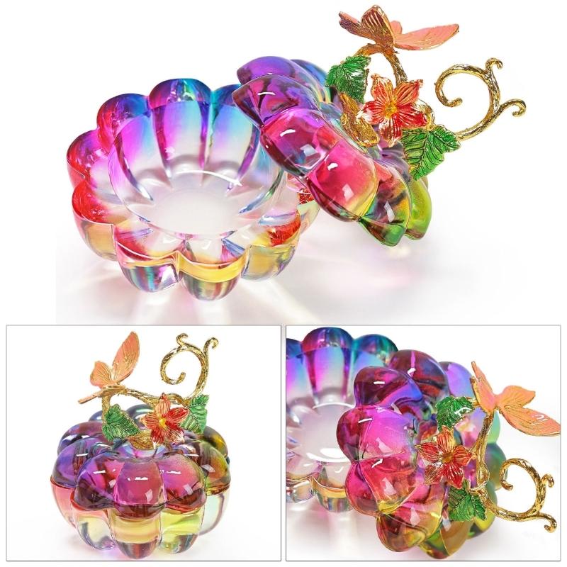 Pumpkin Shape Nail Dappen Dish for Acrylic Nails Glass Crystal Acrylic Powder Holder with Lid Dappen Dish Cup