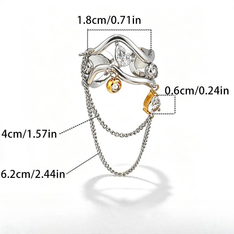 European and American Fashion Ring, Wave Chain, Fringed Open Ring, Water Drop, Niche Design Jewelry