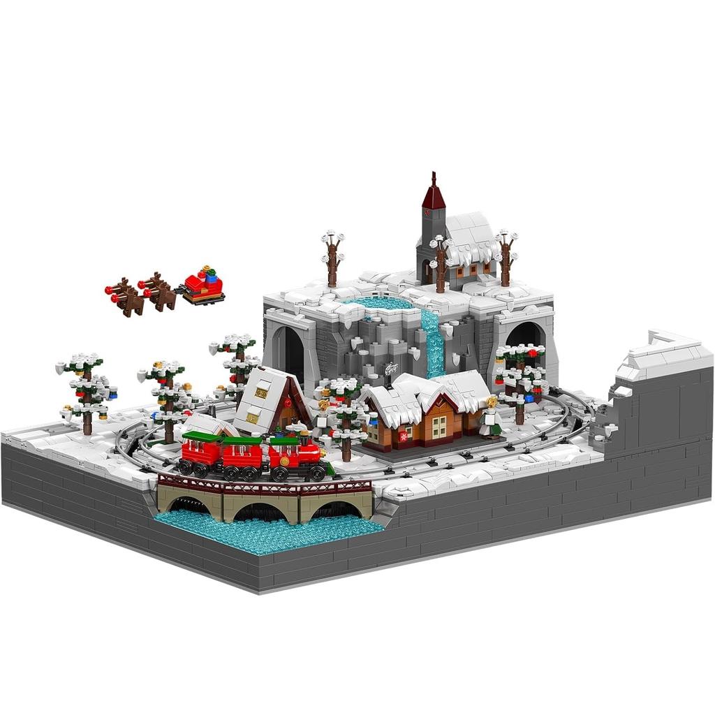 MOULD KING 12029 Christmas Building Block Motorized Christmas Train Wonderland Model Assembly Car Brick Toys Kids Christmas Gift