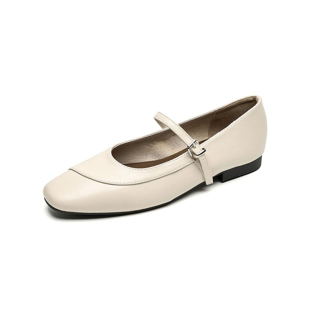 Weiwei girl 821-2 Französische Mary Jane Schuhe Damen Flachboden Flachmaul Einzelne Schuhe mit Retro Weichsohlen Pendlerschuhe