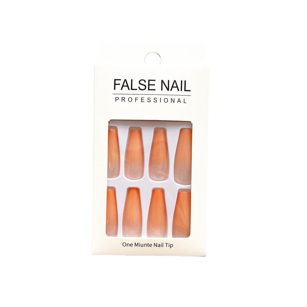 Gradient Orange Trapezoid Press-On Nails In Gentle Ballet Style