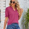 Summer Fashion V-Neck Tops Sweet Casual Shirt 2023 Puff Short Sleeve Blouse Female Loose Elegant Shirt Women Mujer  26031
