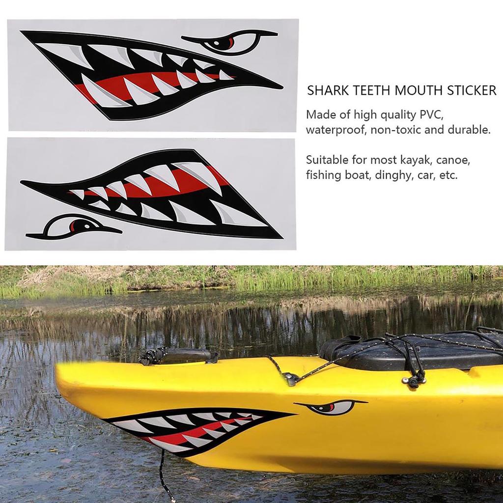 2 st Vattentäta DIY Roliga Hajtänder Mun Klistermärke Dekal Bil Kajak Båt Lastbil Dekoration