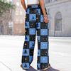 Women's Casual Wide Leg Pants Stretch Belt Pocket  Print Adjustable Tie Pants