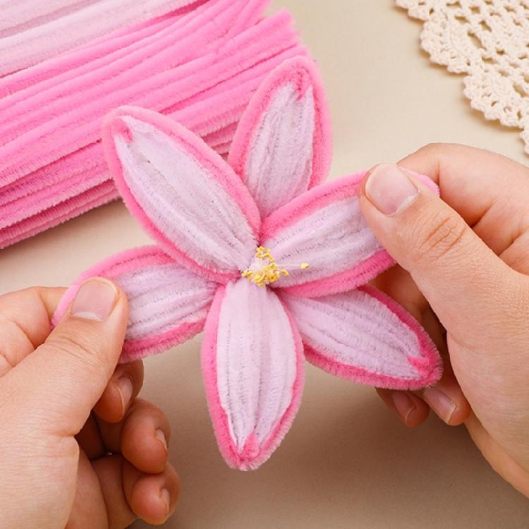 550Pcs Educational Plush Stems Bouquets for Handmade Art Craft Beginner Pipe Cleaners Flower Set for Wedding Decoration