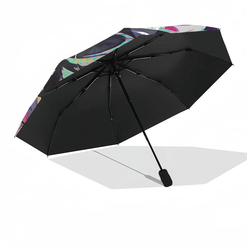 1pc Demon Slayer Tanjiro Kamado Automatic Folding Outdoor Umbrella - Portable 3-Fold Design with 8-Rib Iron Frame for Outdoor Use, Perfect Gift f