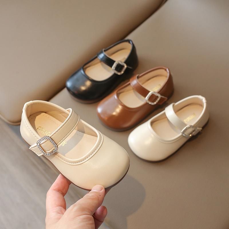 Girls Toddler Shoes 2-12 Years Old Brown Round Head Fashion Hundred Girls Mary Jane Shoes Beige Non-slip Children's Baby Sandals