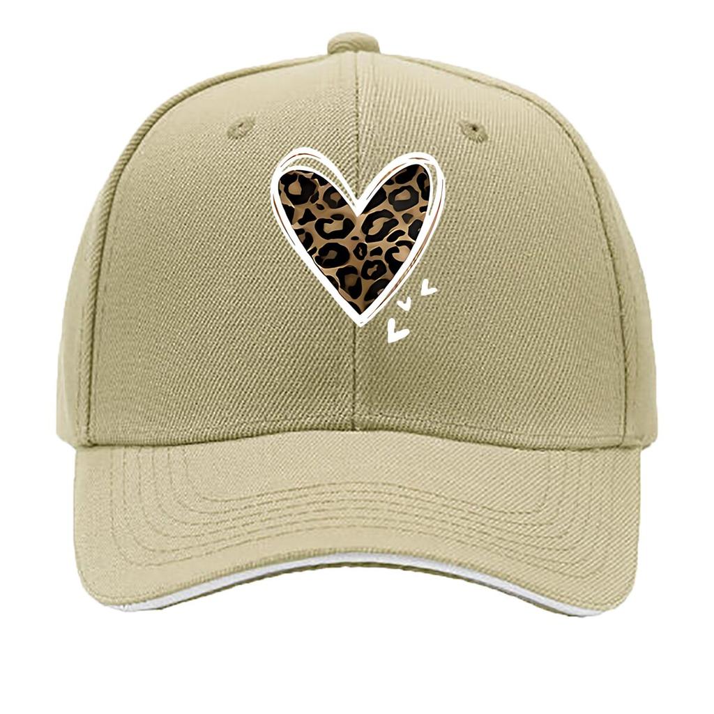 White Frame Leopard Print Heart Home Decor Hip Hop hat Fashion Outdoor Sports Sandwich Baseball Cap