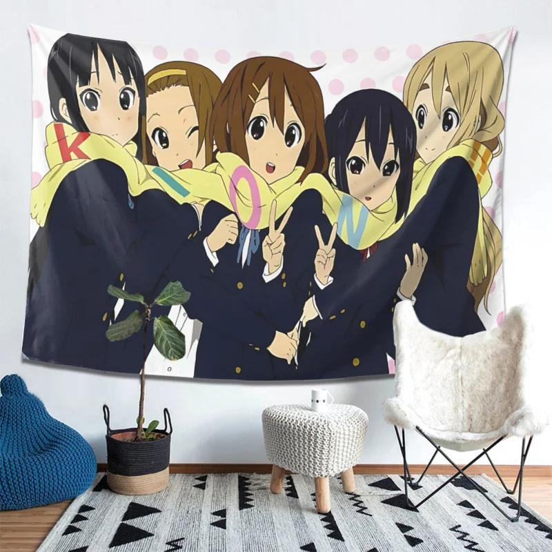 K-ON! Tapestry Hirasawa Yui & Ho-kago Tea Time Anime Wall Hanging for Bedroom, Kawaii Aesthetic Home Decor 100X70CM