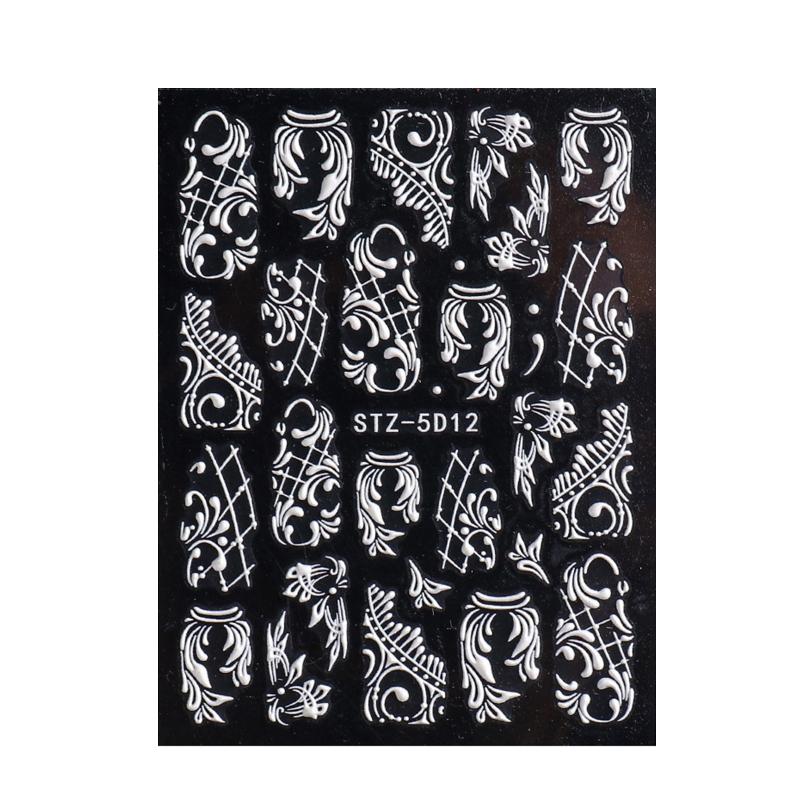 

Nail Stickers Snowflake 5d Stereoscopic Embossed Nail Stickers White Lace Embossed Nail Sticker Pure Elegant 1
