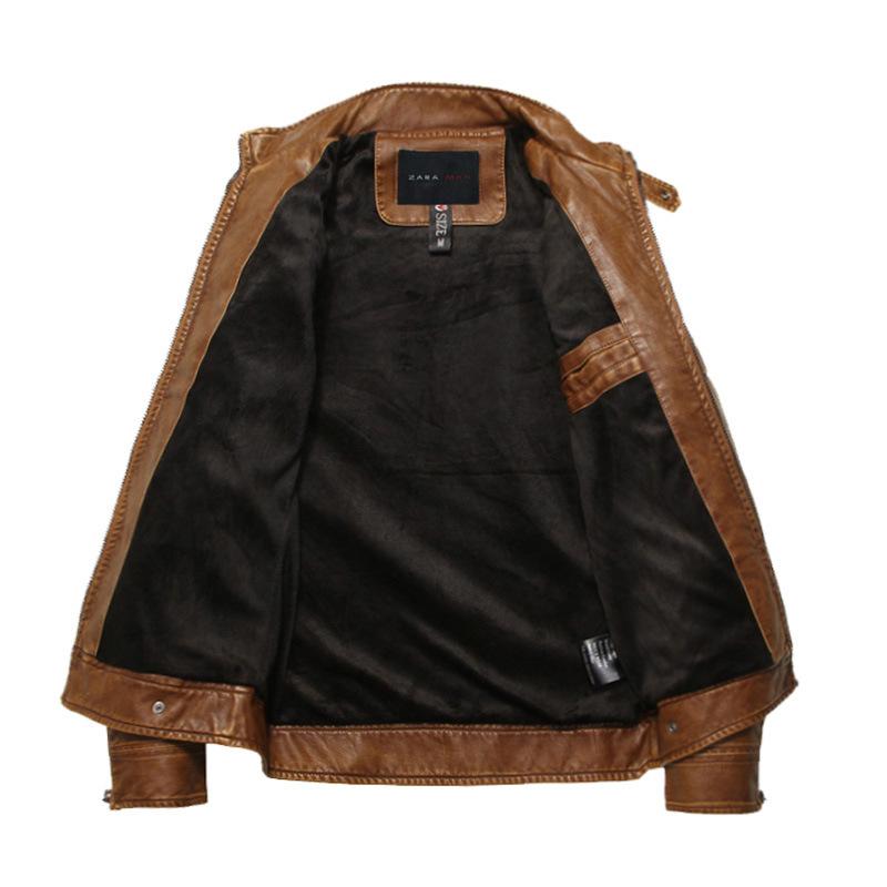 Plus Size Men's PU Leather Jacket Stand-Up Jacket Leather Jacket Tide