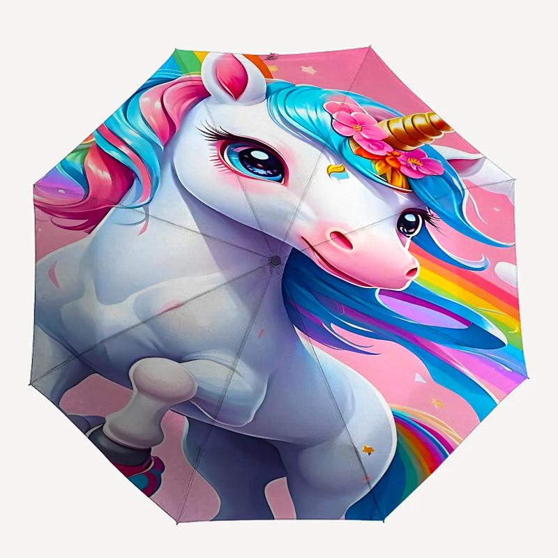 

1pc Unicorn RainbowOpen/Close Umbrella-Windproof, Compact Travel Umbrella, Sturdy 8-Rib Shaft, Outdoor Accessory1152