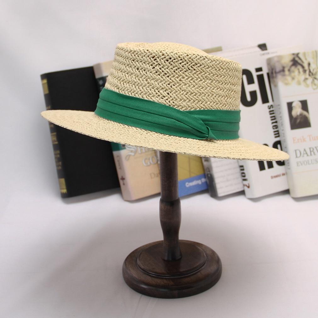 Ladies Flat Top Straw Hat Summer Beach 