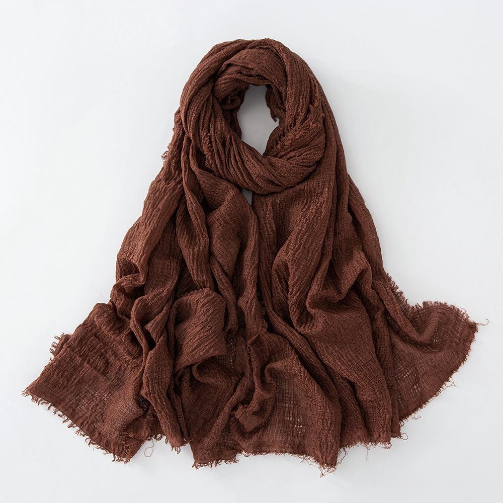 New Cotton Linen Gauze Scarf For Women Girls Spring Autumn Solid Scarves Soft Pashmina Foulard Simple Retro Beard Wrap Shawls