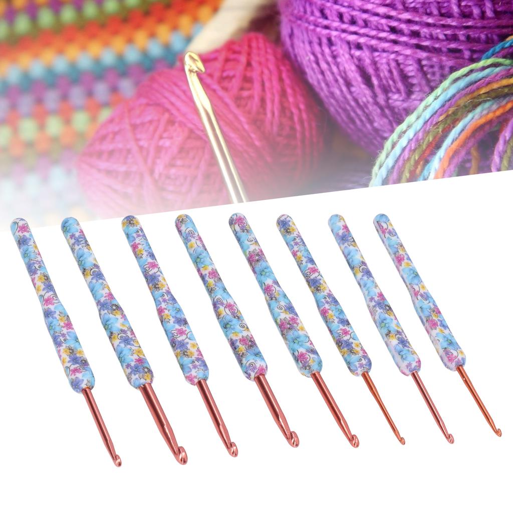 8pcs Crochet Hooks Ergonomic Design Comfortable Handle Easy Identification Compact Portable Knitting Supplies