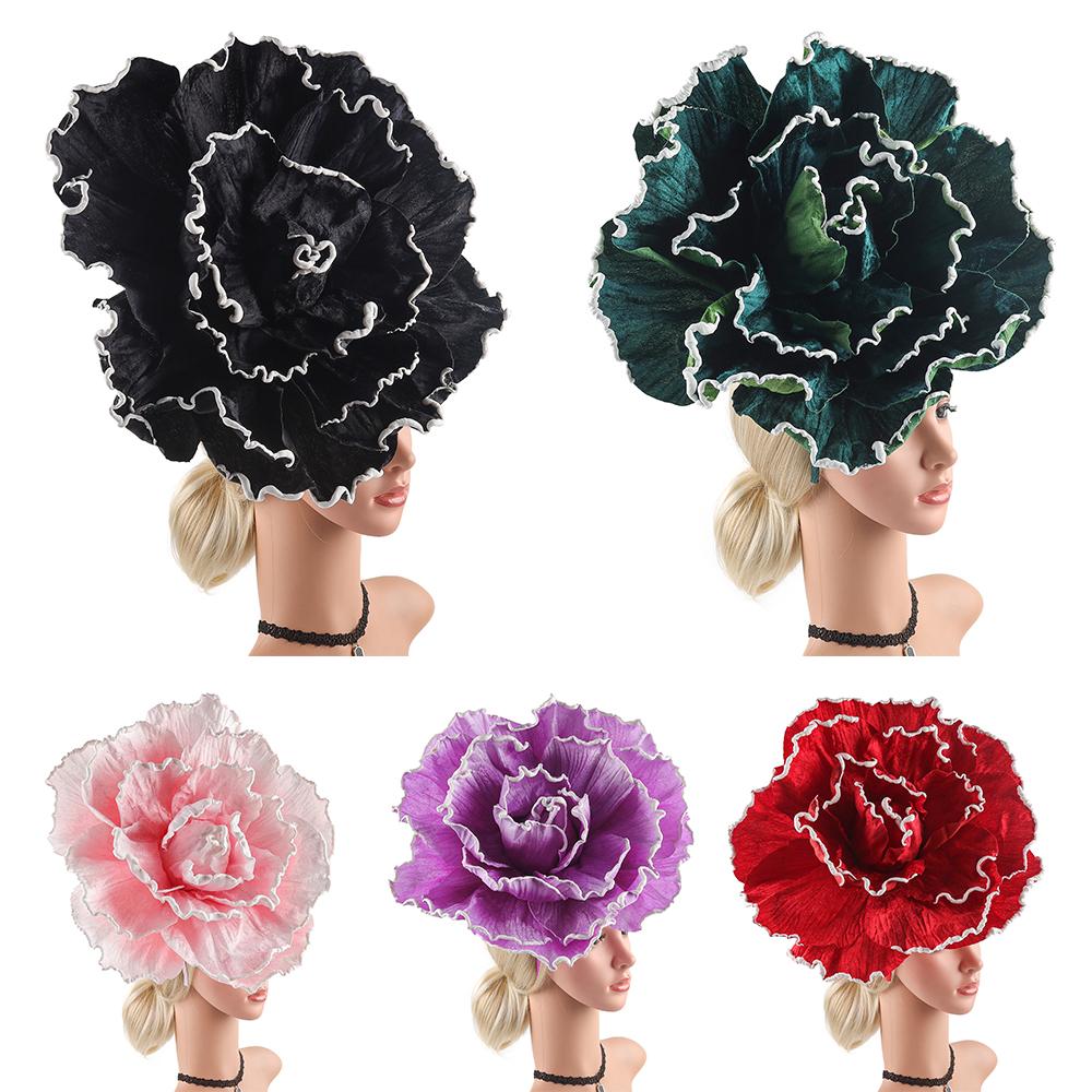 Large Flower Fascinator Exaggerated Headband and Clip Elegant Hair Accessory  for Women