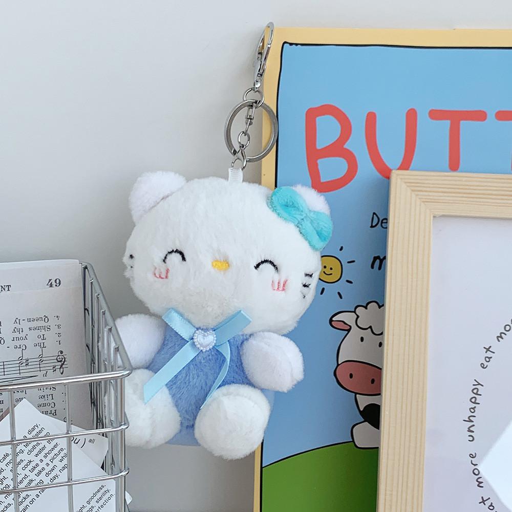 

Adorable Bowknot Cat Plush Toy Wedding Toss Keychain Cute Doll Blue Pink Yellow Purple синий