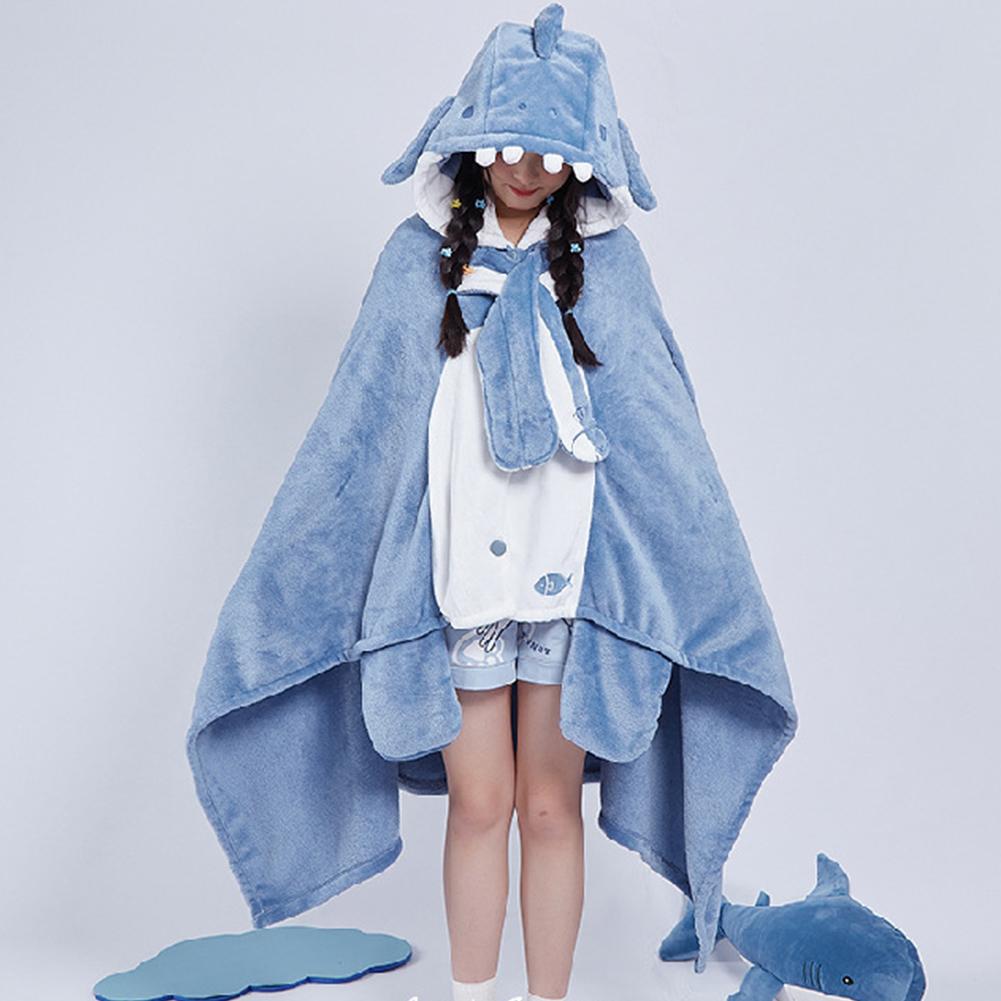 Cute Shark/Bat Air Conditioned Coral Fleece Nap Robe Shoulder Shawl Style Home Clothes Comfortable Soft Material Autumn Season