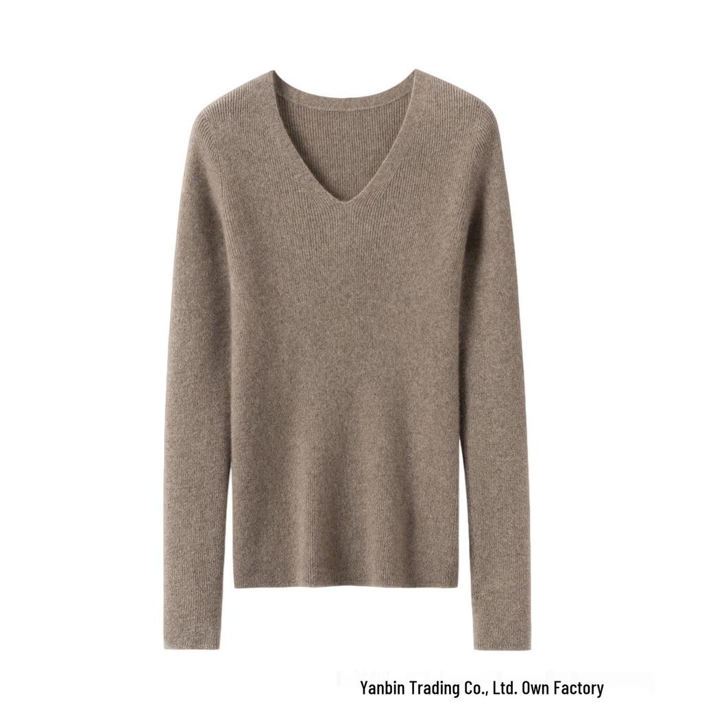 Damen Kaschmir V-Ausschnitt Langarm Pullover für Herbst/Winter