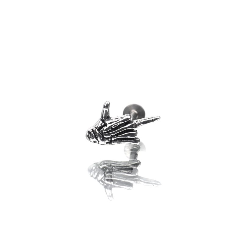 

Shinma Titanium Steel Skull Claw Middle Finger Stud Earrings Dark Punk Cool Earth Ear Bone Stud Fashion Wind Piercing Jewelry One