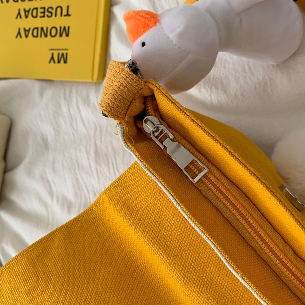 Canvas bag new trend cute duck contrasting color girl shoulder mobile phone bag canvas messenger bag