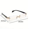 Y2K Retro Frameless Glasses for Women and Men Fashionable Metal Carved Anti Blue Light Glasses