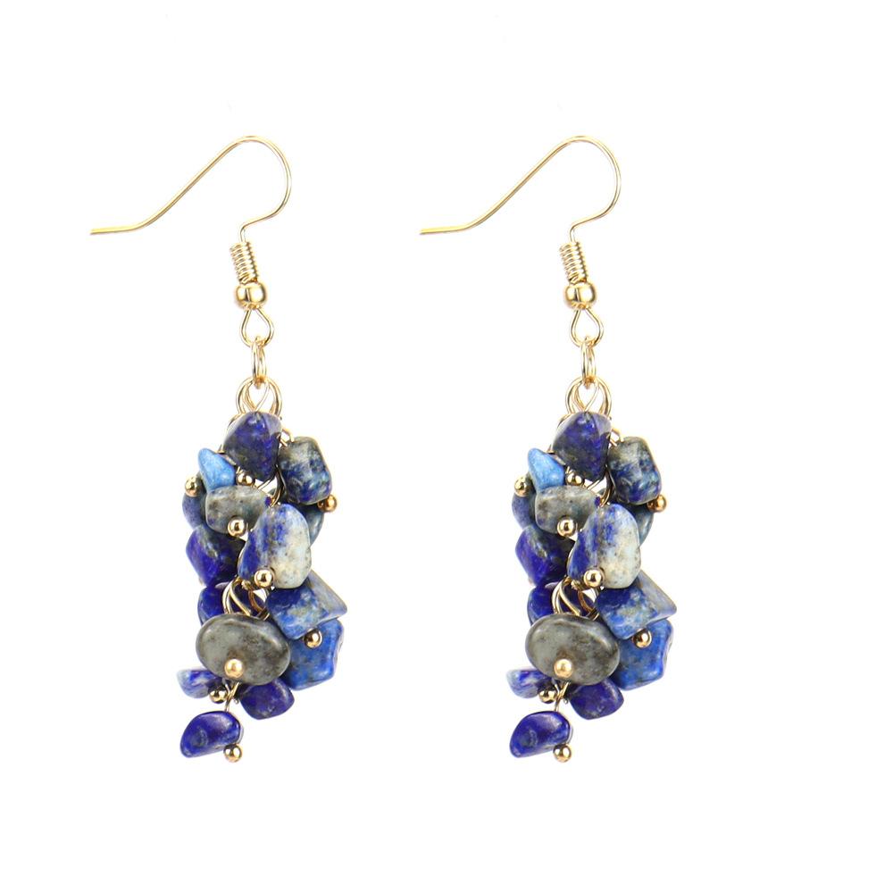 

Tiktok Handmade Beaded Gold Natural Gravel Crystal Amethyst Agate Earrings Earrings Earrings E74 ляпіс-лазур кольору