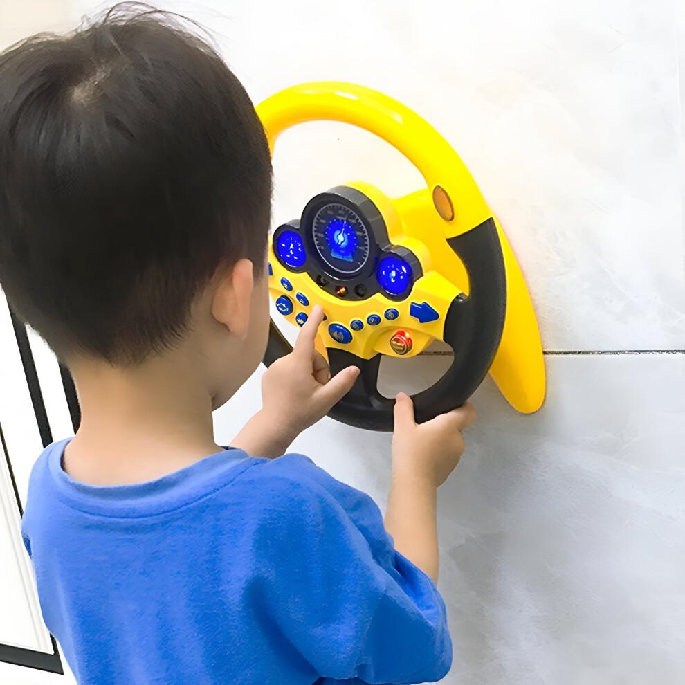 Musikalisch-leuchtendes Lenkrad-Spielzeug für Kinder zum Nachspielen von Autofahren – Kompatibel mit Kinderautos, Pädagogisches Geschenk für Kleinkinder, Jungen & Mädchen, Gelb