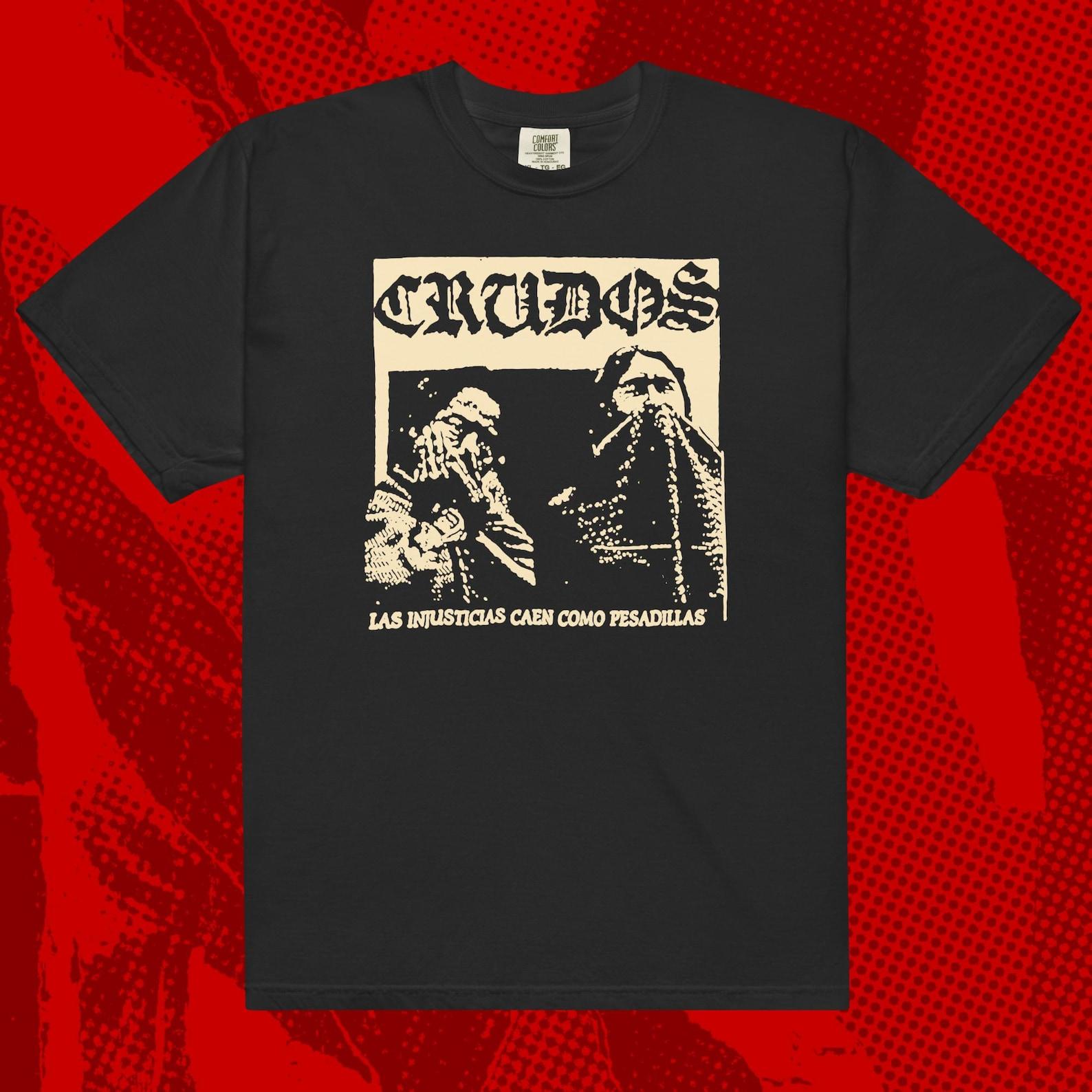 Crudos Injustice Shirt | Punk Hardcore Spazz Limp Wrist Dropdead Gauze M