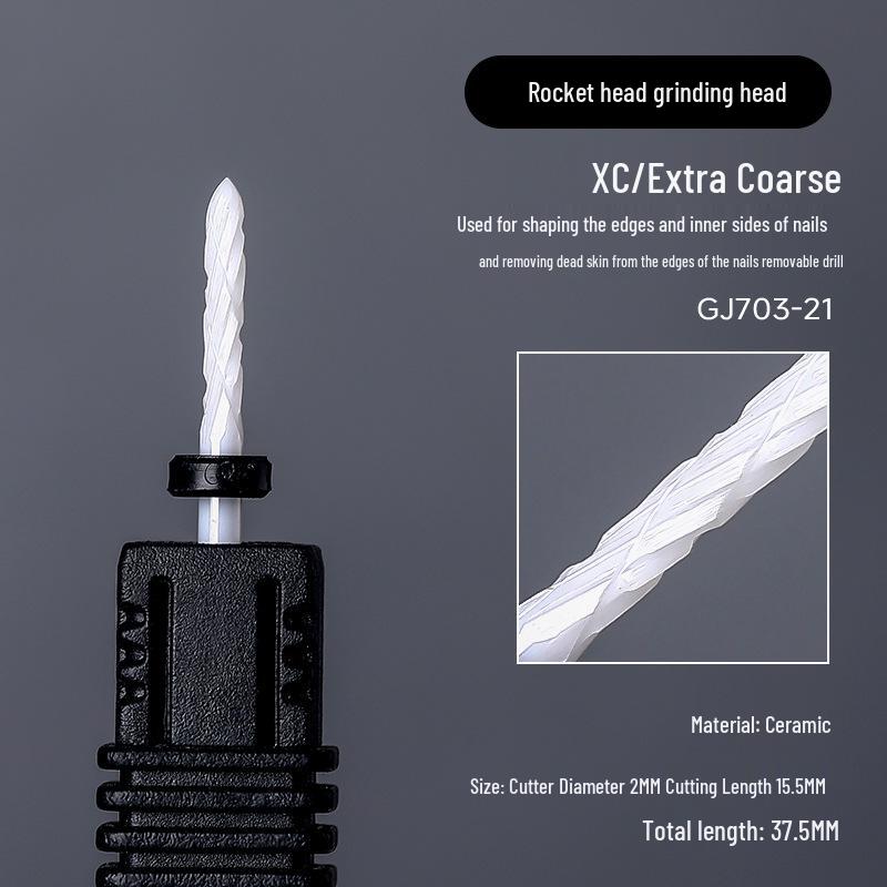 Ceramic Nail Art Grinding Head for Nail and Dead Skin Removal - Non-Heating Replacement Drill Bit.