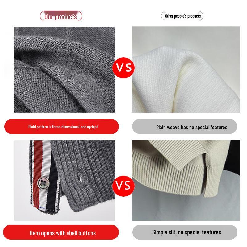 Men's Autumn 2025 Korean Style Striped Wool Cardigan Sweater