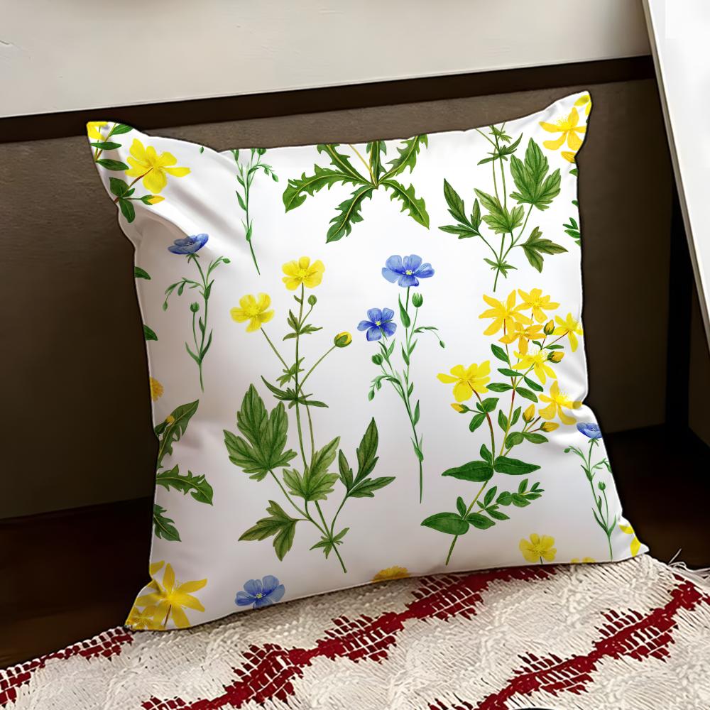 Spring Wildflowers Cushion Cover Reversible Soft Durable Pillow Cover Home  Car MultiScene Use for Daily Comfort