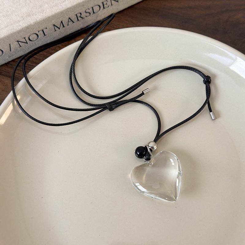 

Прозрачное ожерелье с подвеской в виде любви для женщин, длинный выдвижной свитер с капюшоном, цепочка прозрачный