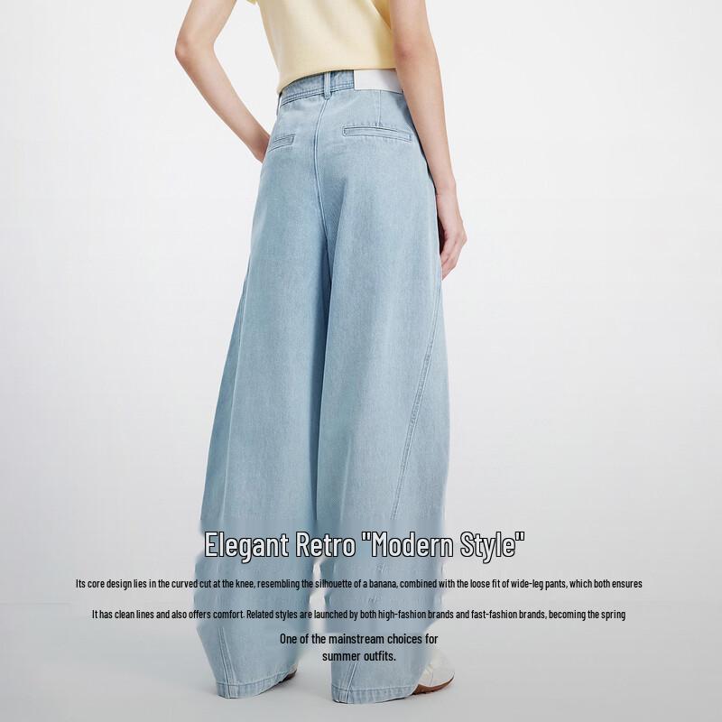 Navigare Women's Casual High-Waist Curved Leg Jeans