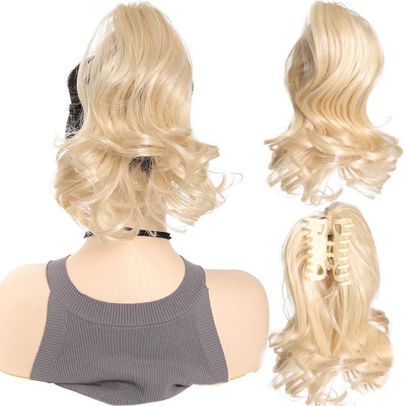 Clip per Capelli Sintetici Corti Ricci Folti Estensioni per Capelli Coda di Cavallino Piccolo Artiglio per Coda di Cavallo Capelli Finti su Clip Parrucca Ondulata per Donne