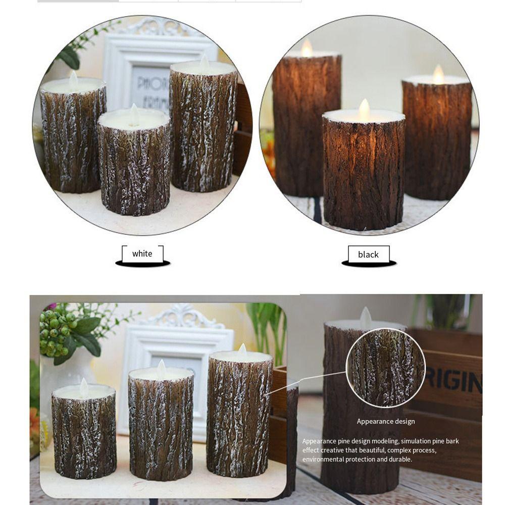 Pine Bark Effect LED Pine Bark Swing Candles Battery Operated Electric Decorative Light  Wedding