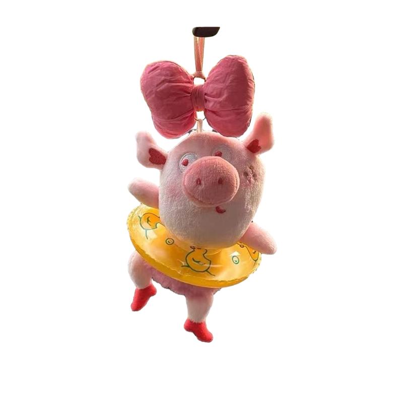

Bow Swim Plush Ring Pig Car Pendant Girls Interior Decoration Kids Doll Gift жовтий