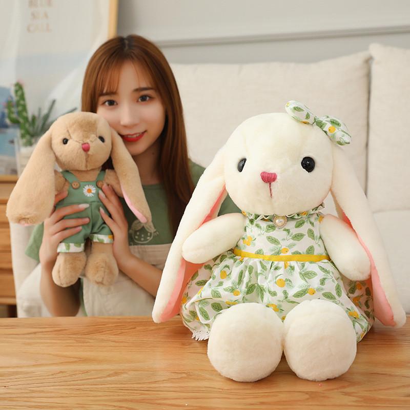 Wear Rabbit Clothes Stuffed Animal Toy Plush Doll Kids Birthday Decoration Gift