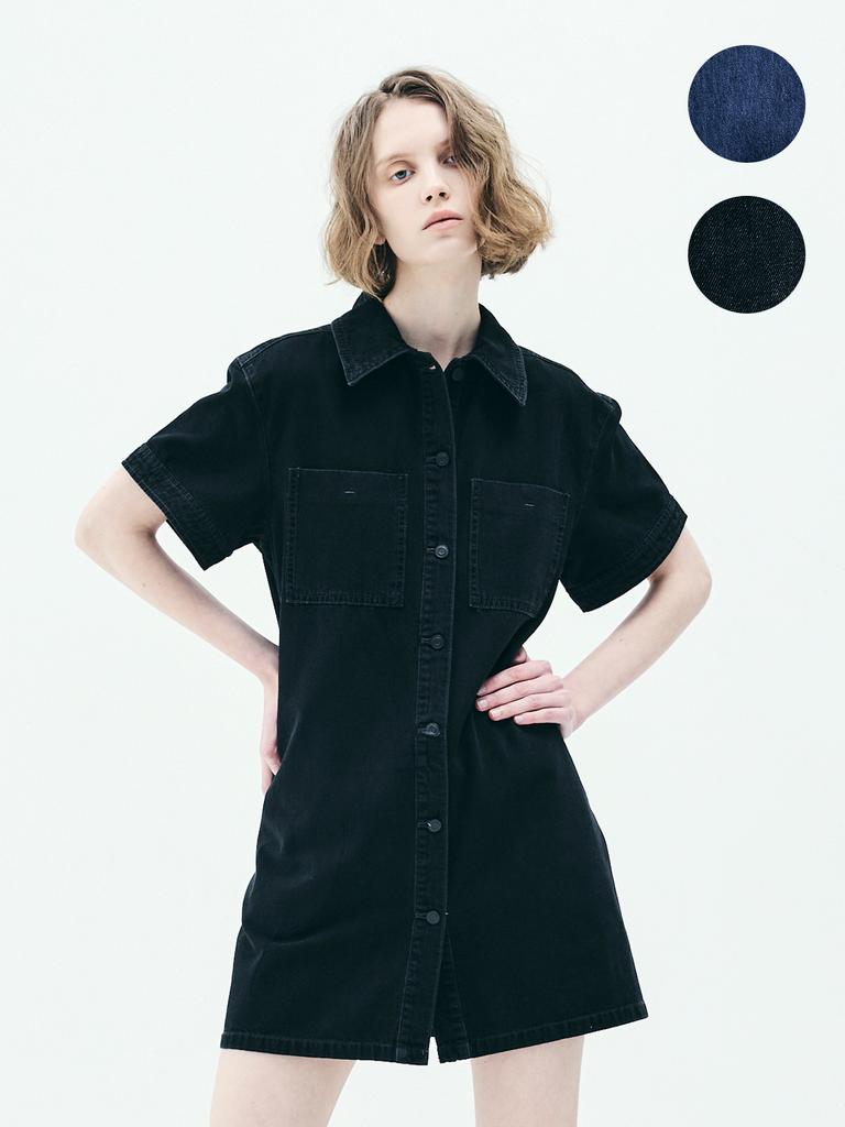 Lam Rao5017 Shirt-Style Denim Dress