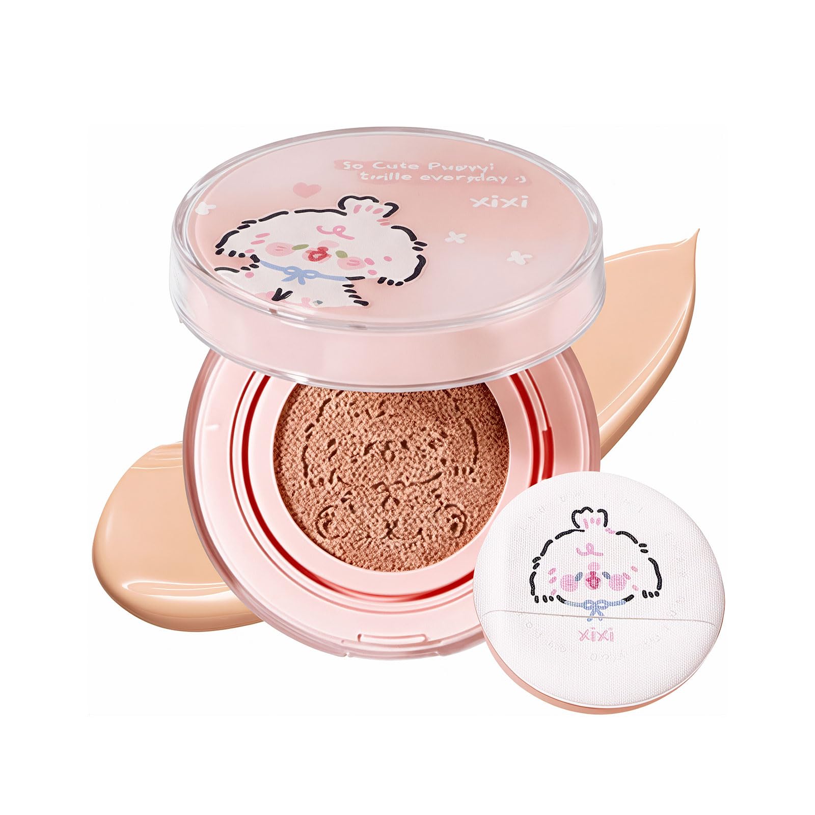 

XIXI BOX Cushion Foundation, Cream Type, with Mirror, Dog Pattern Design, Cute and Girly, Long-Lasting, Pore Coverage, Natural Finish, 2 Colors, 12g