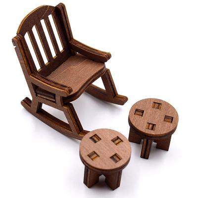1/12 Puppenhaus Mini Tisch Stuhl Puppenhaus Schaukelstuhl Puppenhaus Möbel Zubehör Für Kinder Pretend Spielen Spielzeug