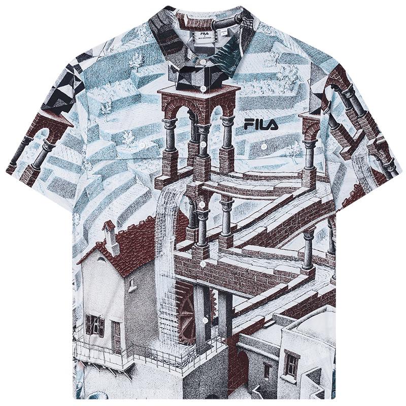 

FILA Men s Full Print Short-Sleeve Woven Shirt XL