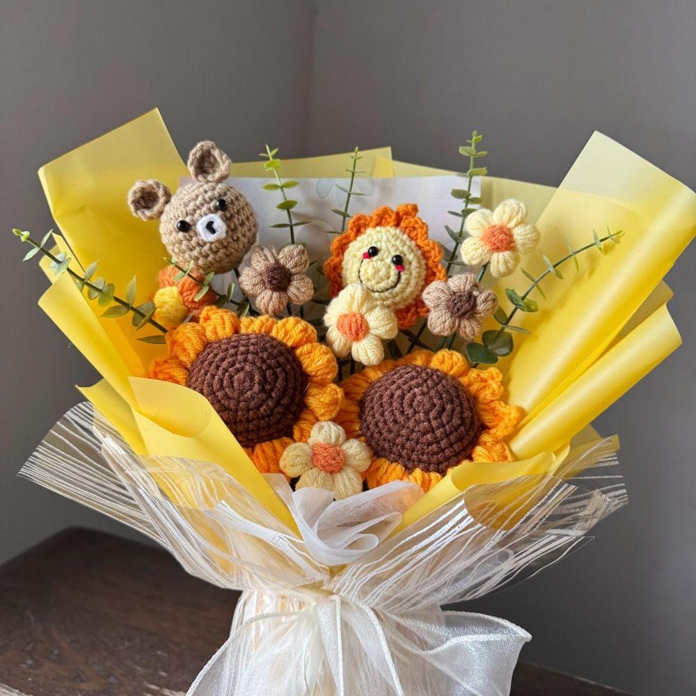 Gewebter Niedlicher Bär Blumenstrauß Lehrertag Muttertag Abschluss Valentinstag Geschenke