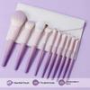 Professional 10PCS Makeup Brush Set Pink-Purple Gradient Handle Soft Synthetic Bristles for Full Face Cosmetic Application